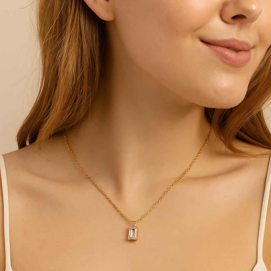 Signature Jewelry – Crystal Elegance Rectangle Pendant Necklace