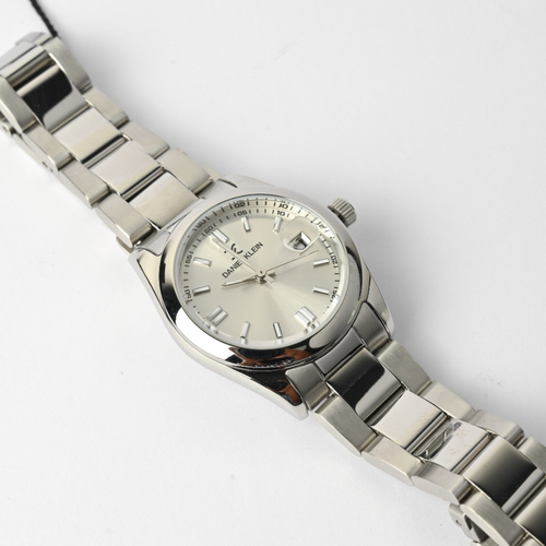 Daniel Klein Women’s Silver Watch with Rhinestones & Date Display