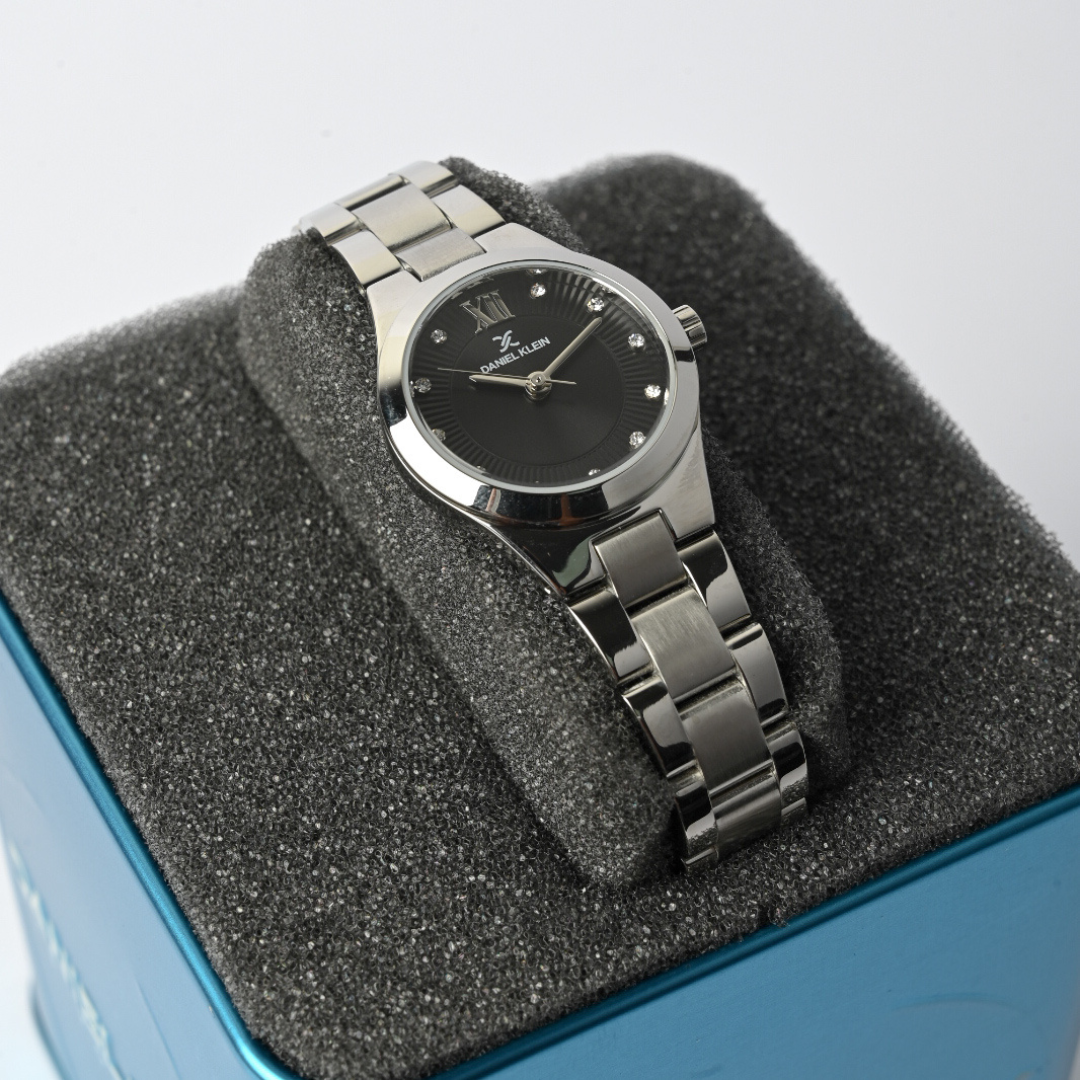 Daniel Klein Elegant Women's Silver Watch with Stainless Steel Band