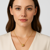 Signature Roman Barrel Necklace – Gold & Crystal Stainless Steel