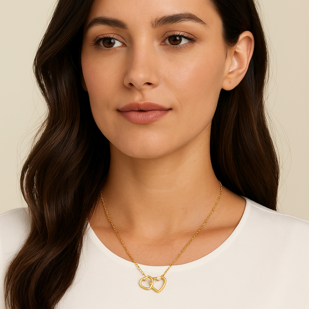 Signature Interlocking Hearts Necklace – Gold Stainless Steel