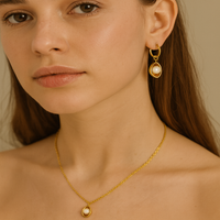 Signature Golden Pearl Orbit Half Set – Stainless Steel Elegance