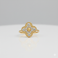 Signature Bloom Clover Stainless Steel Ring – Gold Finish