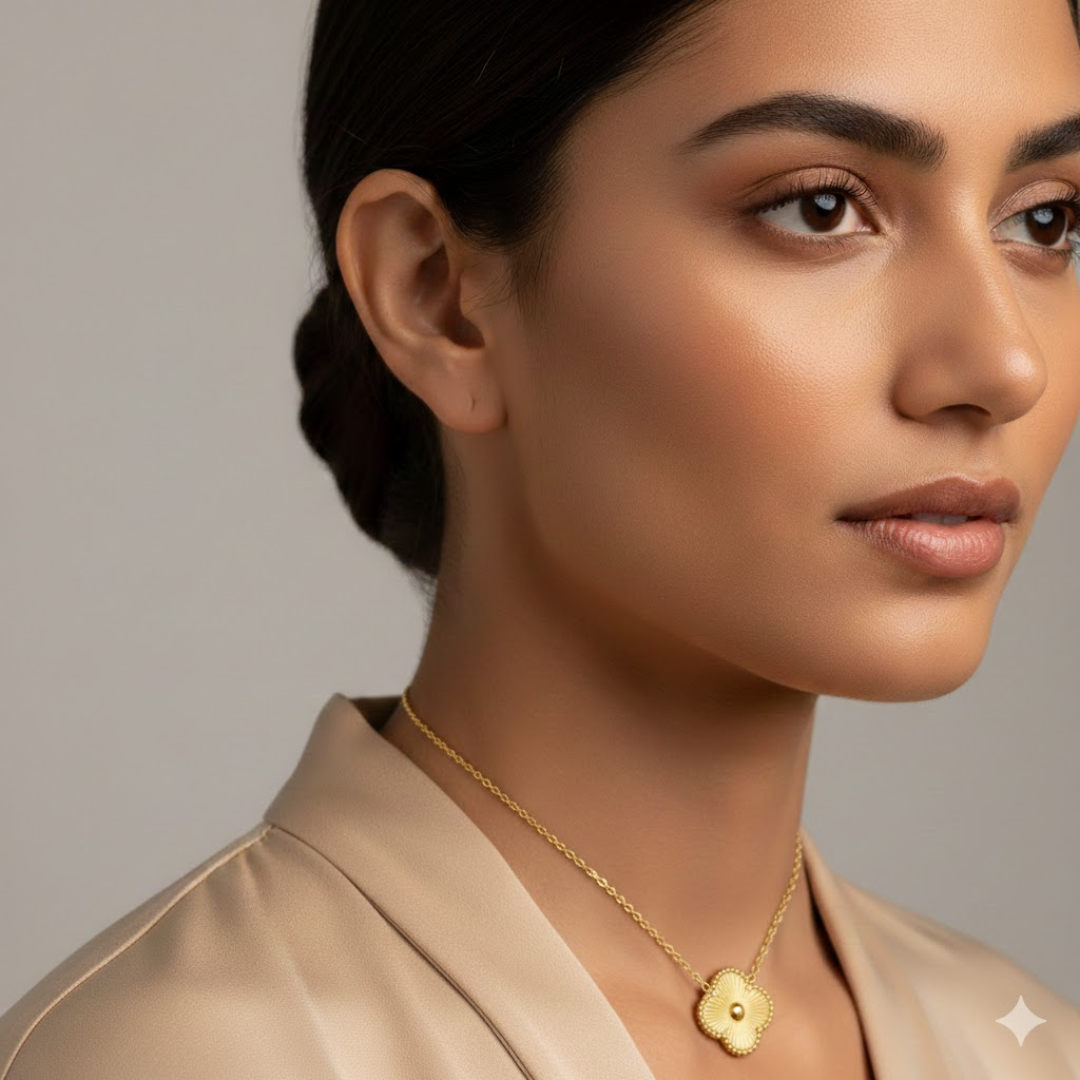 Signature Golden Clover Stainless Steel Necklace