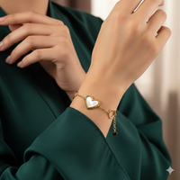 Signature Jewelry Golden Heart Charm Stainless Steel Bracelet