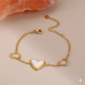 Signature Jewelry Golden Heart Charm Stainless Steel Bracelet
