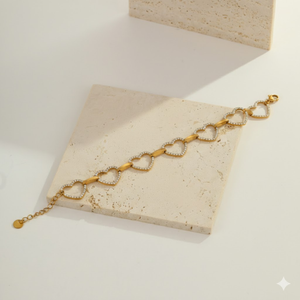 Signature Jewelry Sparkling Hearts Stainless Steel Bracelet