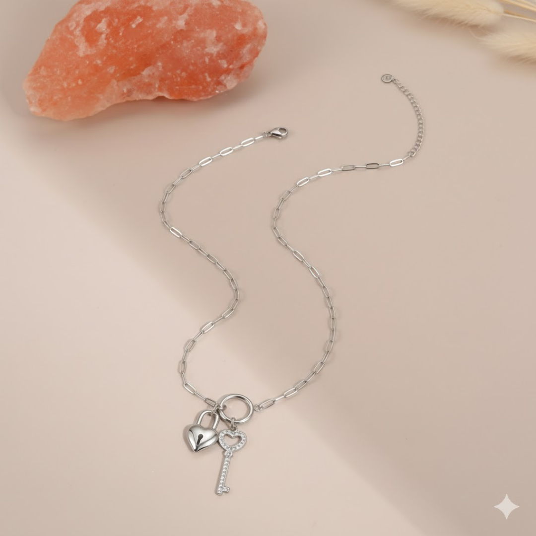 Signature Silver Lock & Key Necklace
