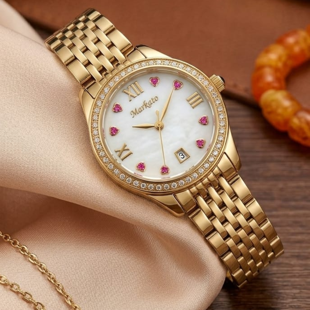 Markato Rose-Heart Imperial Gold Watch