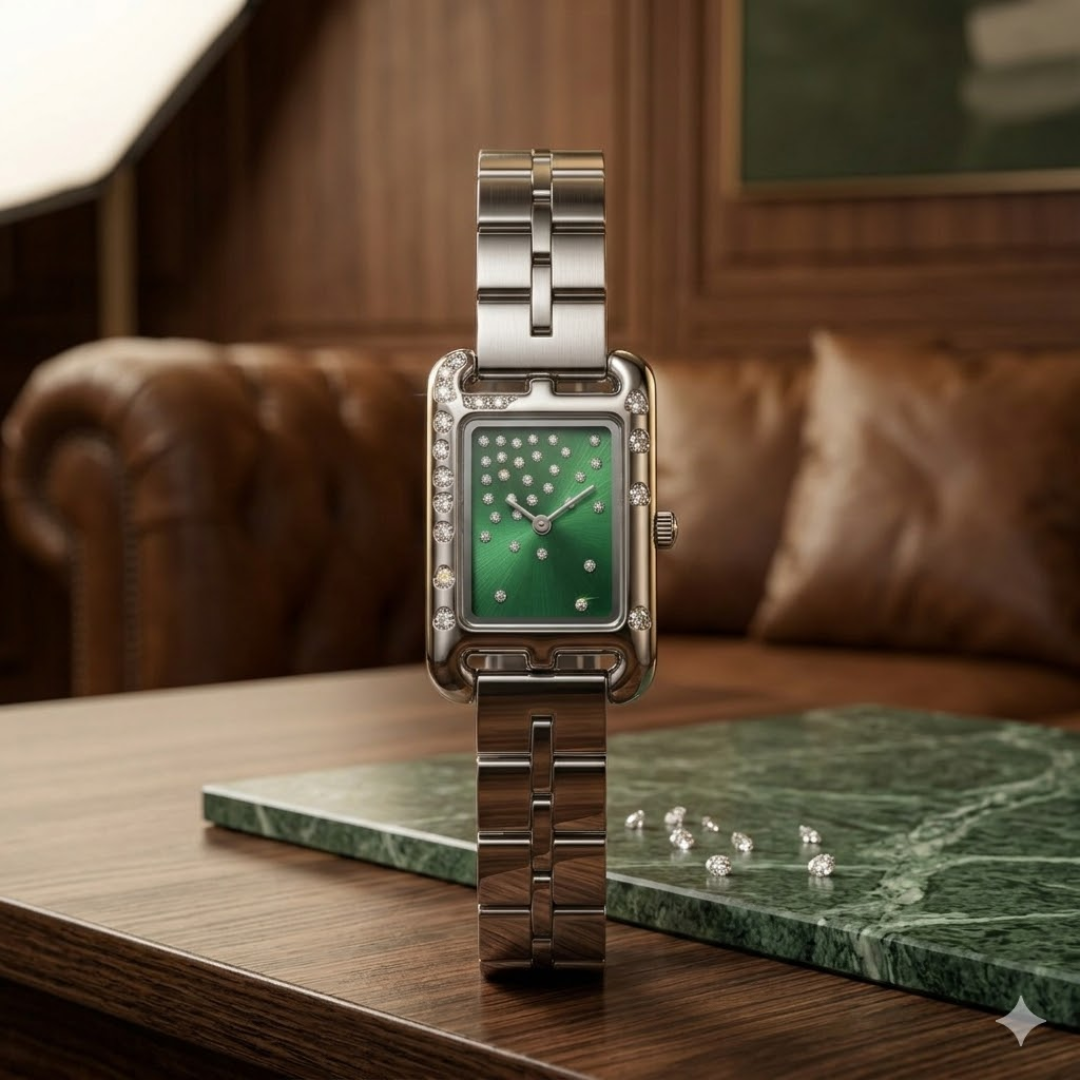 Markato Classic Rectangular Emerald Women's Watch