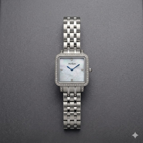 The Markato Lumiere Silver Square Watch