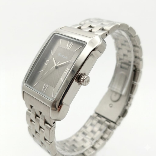 The Markato Classic Rectangular Silver Watch