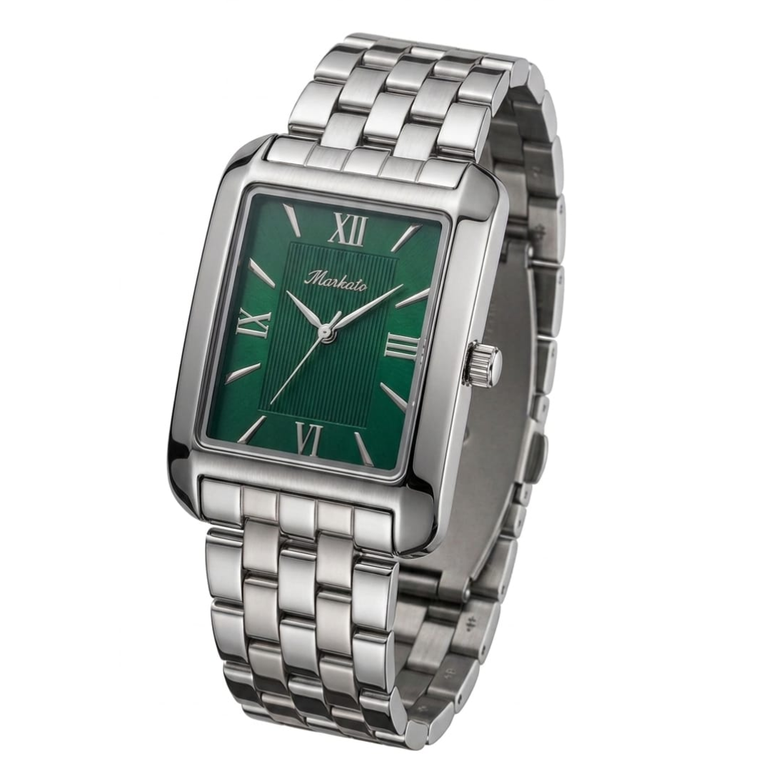 The Markato Classic Rectangular Emerald Men's Watch