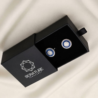 Signature Jewelry Blue Enamel and Crystal Circular Men's Cufflinks