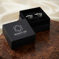 Signature Jewelry Geometric Black Enamel Men's Cufflinks
