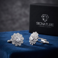 Signature Jewelry Floral Crystal Cufflinks