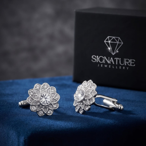 Signature Jewelry Floral Crystal Cufflinks