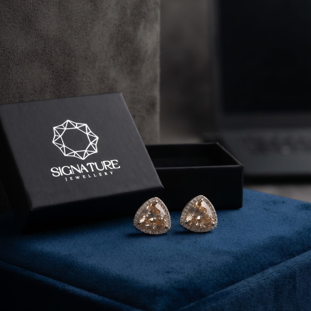 Signature Jewelry Triangular Pavé Crystal Men's Cufflinks