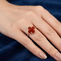Signature Jewelry Crimson Clover Stainless Steel Ring