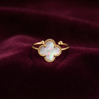 Signature Jewelry Mother-of-Pearl Clover Stainless Steel Ring