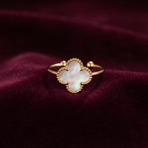 Signature Jewelry Mother-of-Pearl Clover Stainless Steel Ring