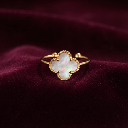 Signature Jewelry Mother-of-Pearl Clover Stainless Steel Ring