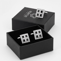 Signature Jewelry Black & Crystal Square Cufflinks