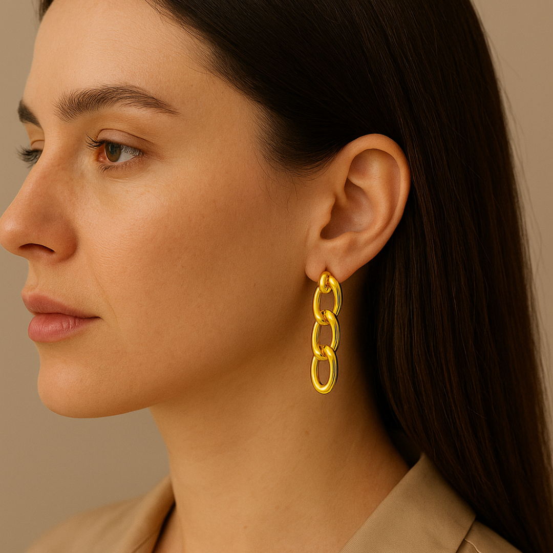 Golden Link Statement Earrings – Signature Jewelry